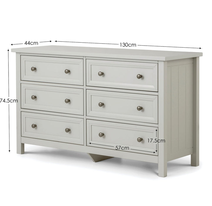 Brixton 6 Drawer Wide Chest - Dove Grey - Luminex FurnitureChest of drawersMAI005