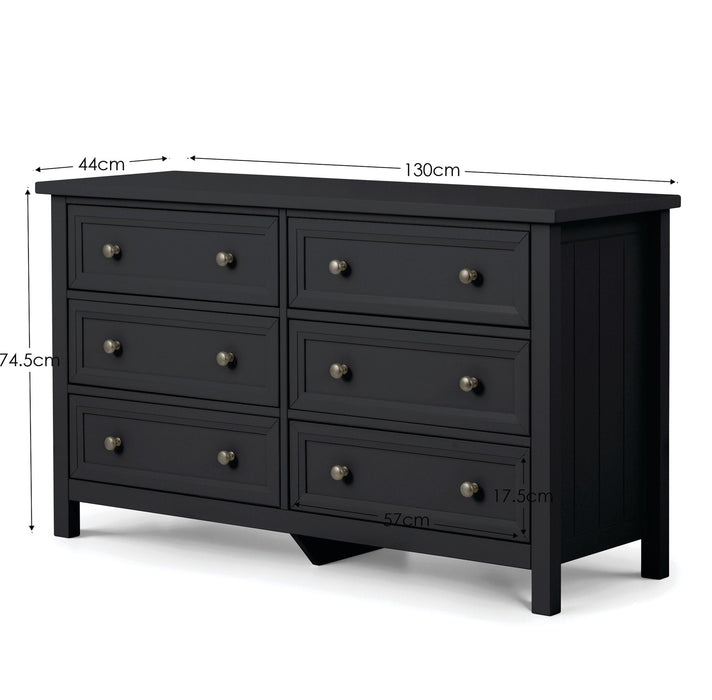 Brixton 6 Drawer Wide Chest in Anthracite - Luminex FurnitureChest of drawersMAI155