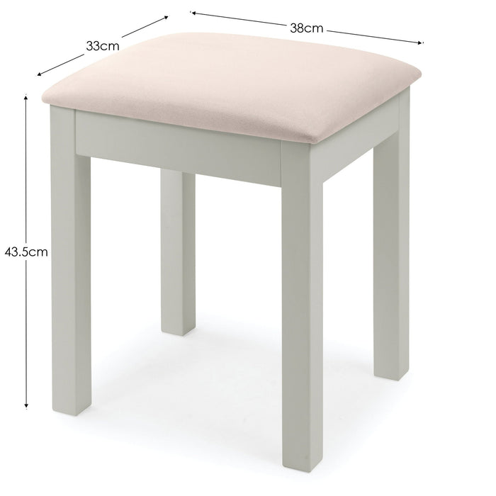 Brixton Dressing Stool – Dove Grey Upholstered Bedroom Stool - Luminex FurnitureOttomanMAI012