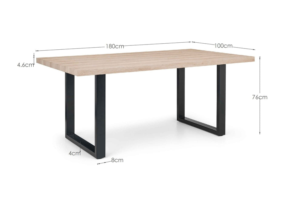 Brixton Oak & Black Dining Table – 180cm - Luminex FurnitureDining TableBER701