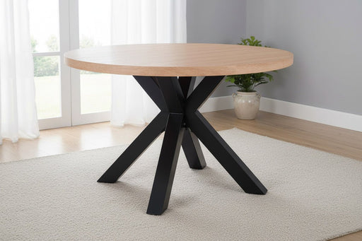 Brixton Round Dining Table | Oak Finish with Black Frame - Luminex FurnitureDining TableBER601