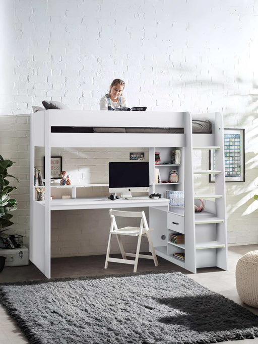 Bronte Gaming High Sleeper Bed – All White - Luminex FurnitureHigh SleepersBLA001