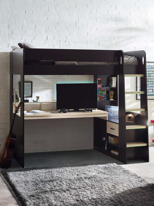 Bronte Gaming Highsleeper - Black And Pale Wood - Luminex FurnitureHigh SleepersBLA002
