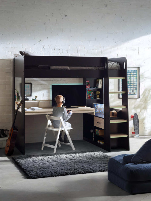 Bronte Gaming Highsleeper - Black And Pale Wood - Luminex FurnitureHigh SleepersBLA002
