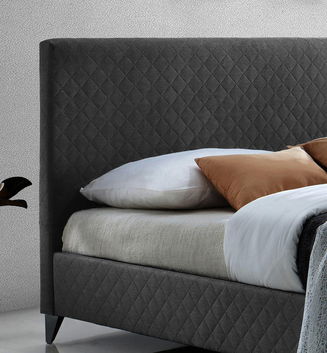 Brooklyn Dark Grey Fabric Bed - Luminex FurnitureBedBRO46DGREY
