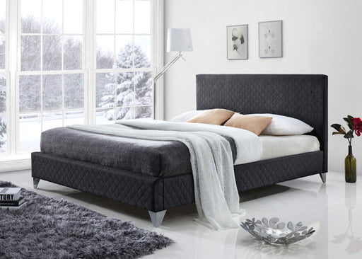 Brooklyn Dark Grey Fabric Bed - Luminex FurnitureBedBRO46DGREY