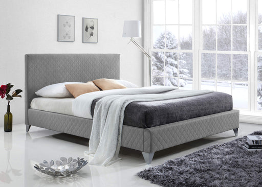Brooklyn Light Grey Fabric Bed - Luminex FurnitureBedBRO46GREY