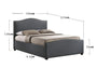 Brunswick Bed Grey Fabric - Luminex FurnitureBedBRU46GREY
