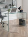 Calista Bent Glass Desk – Modern Clear Tempered Glass Design - Luminex FurnitureDeskAMA004