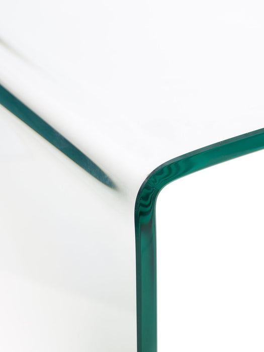 Calista Bent Glass Desk – Modern Clear Tempered Glass Design - Luminex FurnitureDeskAMA004