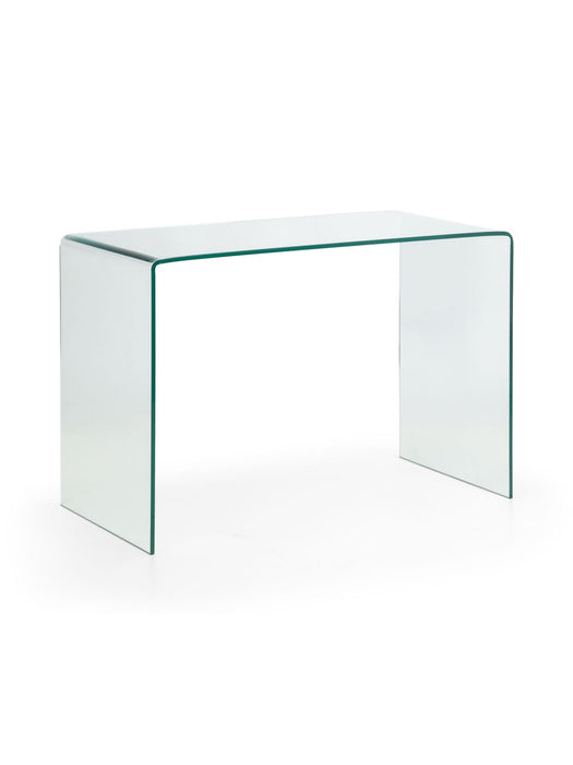 Calista Bent Glass Desk – Modern Clear Tempered Glass Design - Luminex FurnitureDeskAMA004