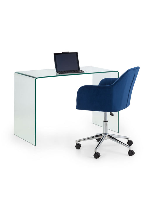 Calista Bent Glass Desk – Modern Clear Tempered Glass Design - Luminex FurnitureDeskAMA004