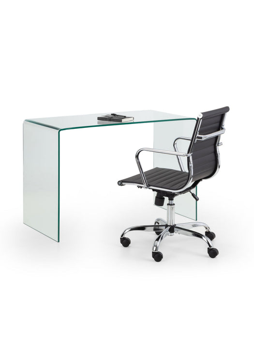 Calista Bent Glass Desk – Modern Clear Tempered Glass Design - Luminex FurnitureDeskAMA004