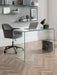 Calista Bent Glass Desk – Modern Clear Tempered Glass Design - Luminex FurnitureDeskAMA004
