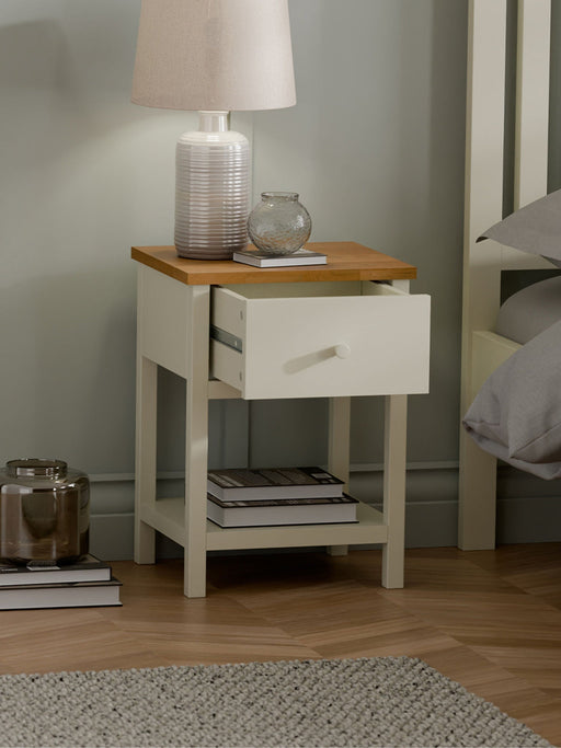 Camilla 2 Drawer Bedside in Ivory and Oak - Luminex FurnitureBedside TableCOX401
