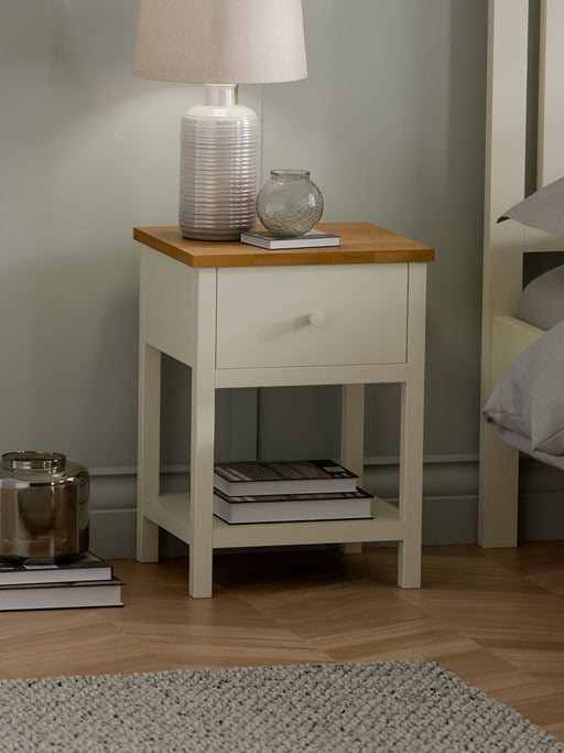 Camilla 2 Drawer Bedside in Ivory and Oak - Luminex FurnitureBedside TableCOX401