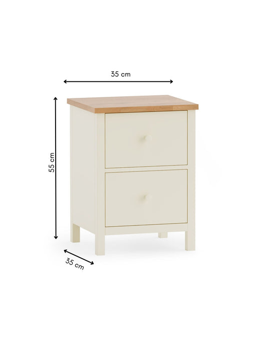 Camilla 2 Drawer Bedside in Ivory and Oak - Luminex FurnitureBedside TableCOX402