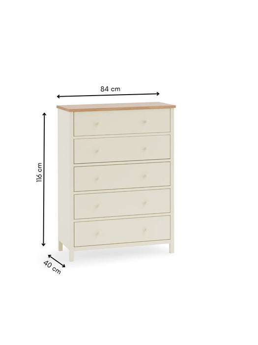 Camilla 5 Drawer Wide Chest - Ivory and Oak - Luminex FurnitureChest of drawersCOX404