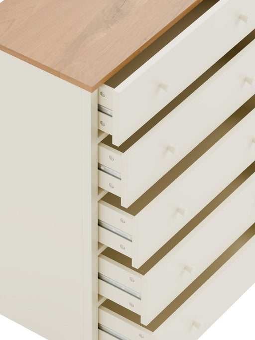 Camilla 5 Drawer Wide Chest - Ivory and Oak - Luminex FurnitureChest of drawersCOX404