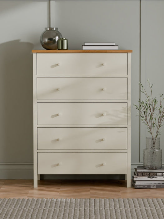 Camilla 5 Drawer Wide Chest - Ivory and Oak - Luminex FurnitureChest of drawersCOX404