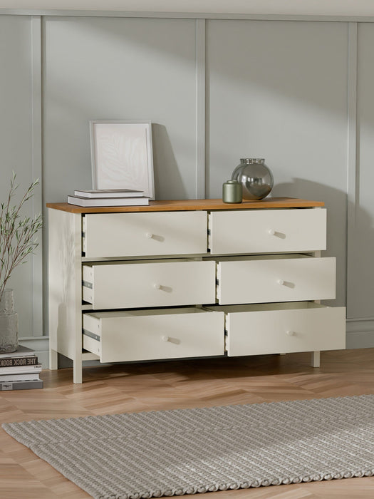 Camilla 6 Drawer Chest - Ivory and Oak - Luminex FurnitureChest of drawersCOX405