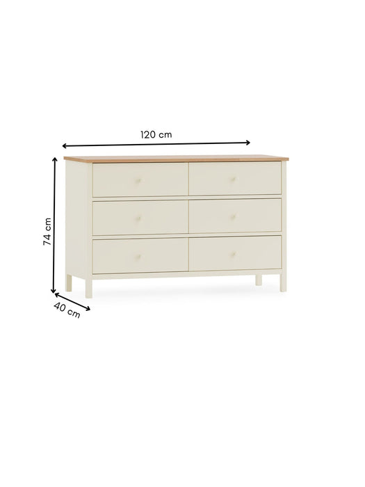 Camilla 6 Drawer Chest - Ivory and Oak - Luminex FurnitureChest of drawersCOX405