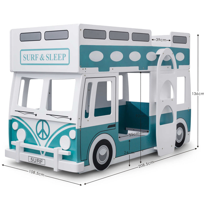 Campervan Bunk Bed – Green & White - Luminex FurnitureBunk BedCAM701