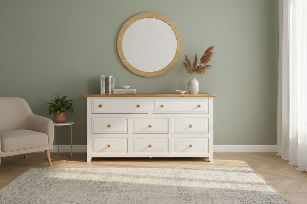 Capri White 6+2 Drawer Large Chest of Drawers - Luminex Furniture