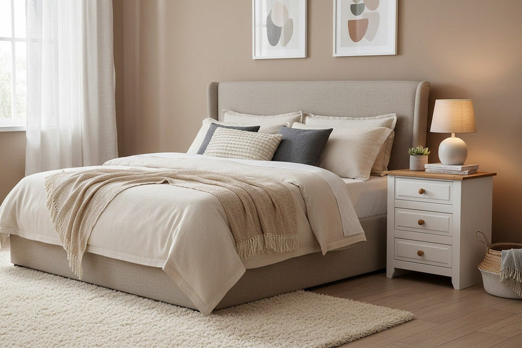 Capri Arctic White and Pine 3 Drawer Bedside Table - Luminex FurnitureBedside TableCP310