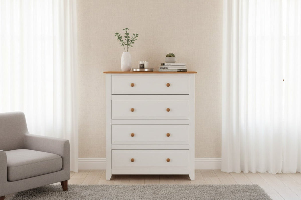 Capri White 4 Drawer Chest of Drawers - Luminex FurnitureChest of DrawersCP314