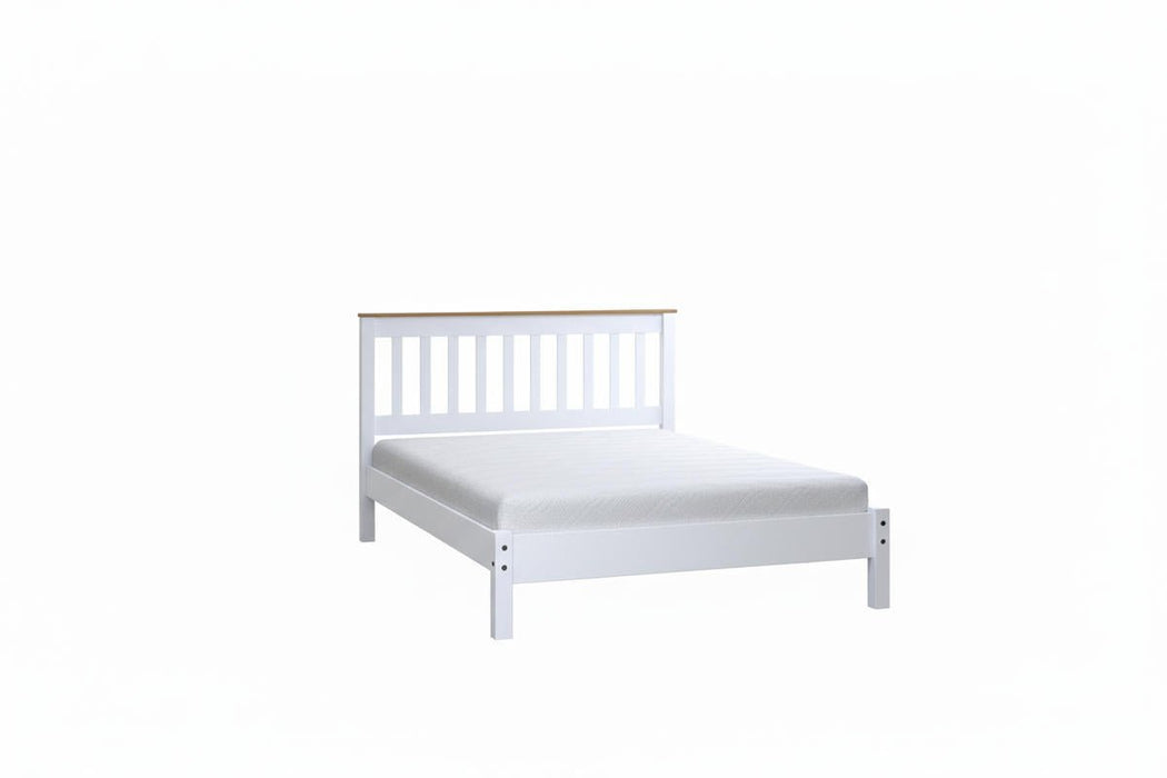 Capri White & Antique Pine Double Wooden Bed Frame - Luminex FurnitureWooden BedsCP460LE