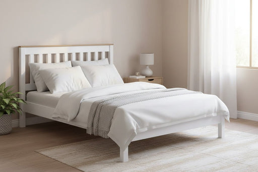 Capri White & Antique Pine Double Wooden Bed Frame - Luminex FurnitureWooden BedsCP460LE