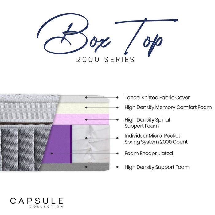 Capsule 2000 Box Top Mattress - Luminex FurnitureMattressesMAT079