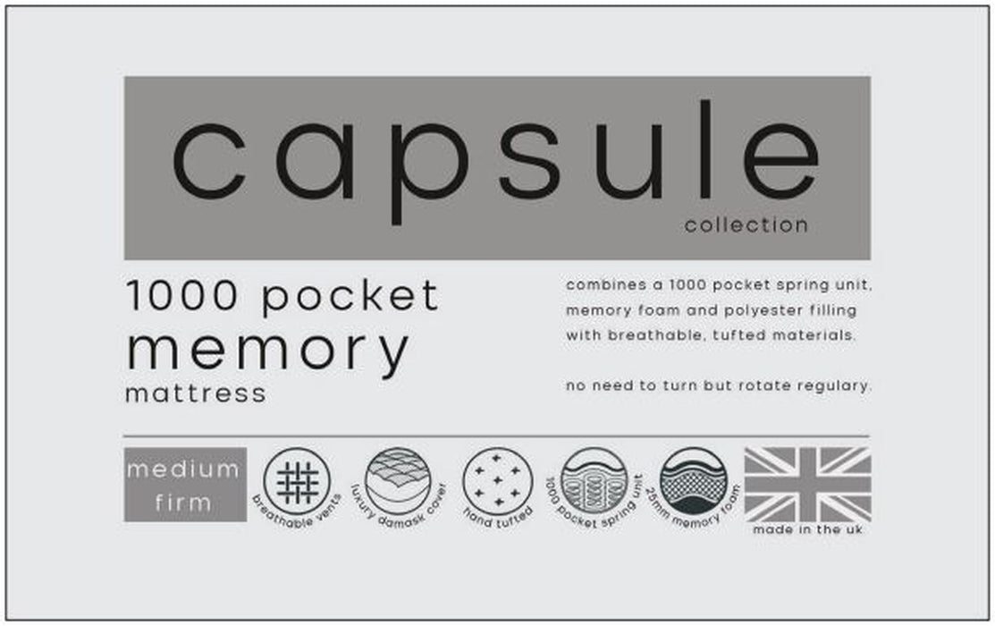 Capsule Memory Pocket 1000 135cm Double Mattress - Luminex FurnitureMattressesMAT021