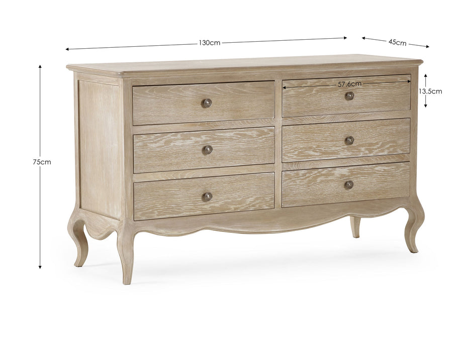 Carla 6 Drawer Wide Chest | Elegant French Bedroom Storage - Luminex FurnitureChest of drawersCAM403