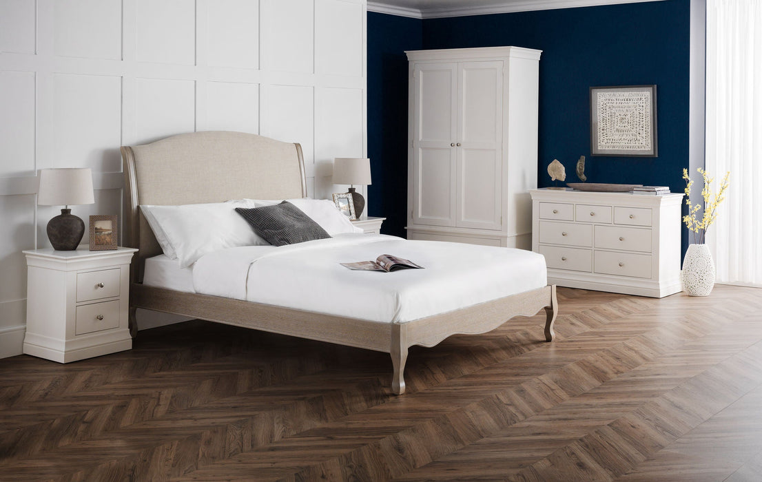 Carla Bed Limed Oak & Oatmeal Linen - Luminex FurnitureFabric BedsCAM301