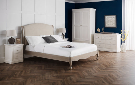 Carla Bed Limed Oak & Oatmeal Linen - Luminex FurnitureFabric BedsCAM301