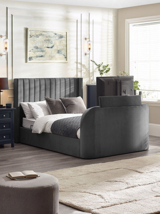 Carmen Side Lift Ottoman TV Bed - Light Grey - Luminex FurnitureFabric BedsCLA001