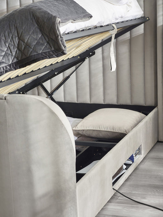 Carmen Side Lift Ottoman TV Bed - Light Grey - Luminex FurnitureFabric BedsCLA001