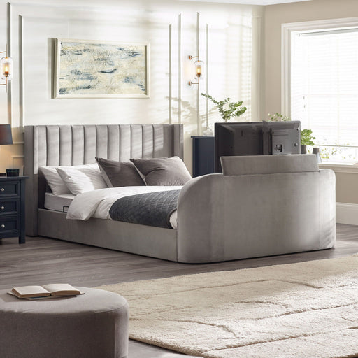 Carmen Side Lift Ottoman TV Bed - Light Grey - Luminex FurnitureFabric BedsCLA001