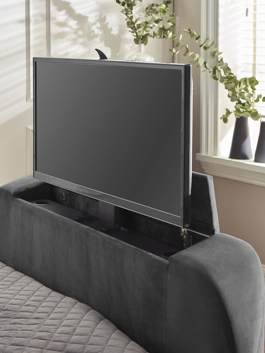 Carmen Side Lift Ottoman TV Bed - Light Grey - Luminex FurnitureFabric BedsCLA001