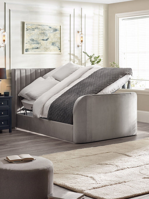 Carmen Side Lift Ottoman TV Bed - Light Grey - Luminex FurnitureFabric BedsCLA001