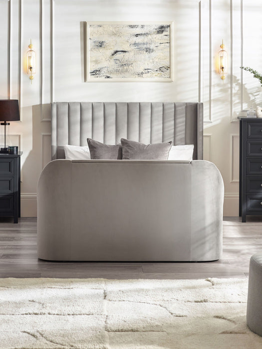 Carmen Side Lift Ottoman TV Bed - Light Grey - Luminex FurnitureFabric BedsCLA001