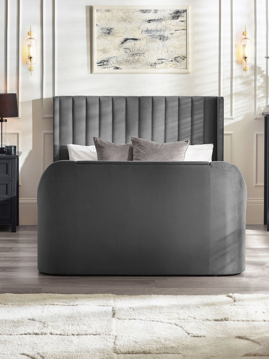 Carmen Side Lift Ottoman TV Bed - Light Grey - Luminex FurnitureFabric BedsCLA001
