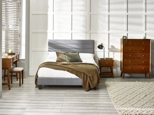 Caroline Grey Bed - Tufted Headboard - Luminex FurnitureFabric BedsMER201