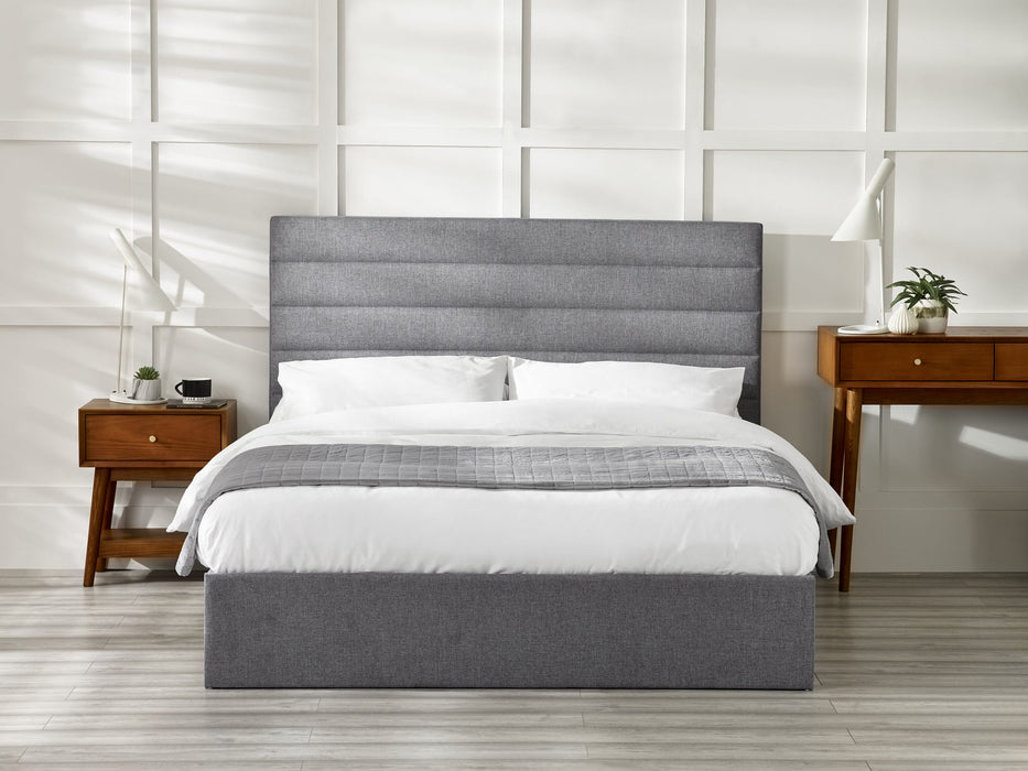 Caroline Ottoman Storage Bed - Grey - Luminex FurnitureFabric BedsMER302