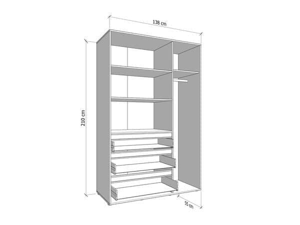 Celestia Cashmere 3 - Door 3 - Drawer Mirrored Wardrobe - Luminex FurnitureWardrobe3474