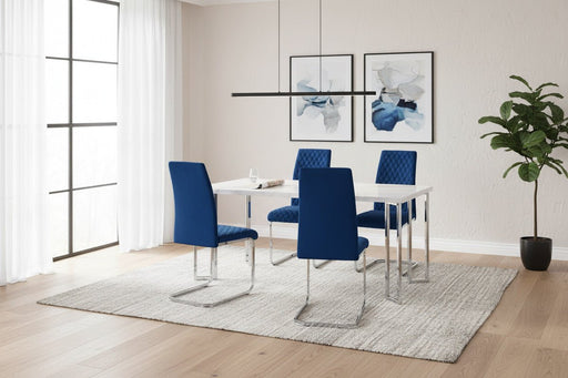 Celina Marble - Effect Dining Table & 4 Blue Velvet Chairs - Luminex FurnitureDining SetPOS201