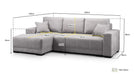 Charleston Black & Grey Left Hand Corner Sofa Bed – Stylish 4 Seater - Luminex FurnitureSofascimiano_black_grey_left_hand