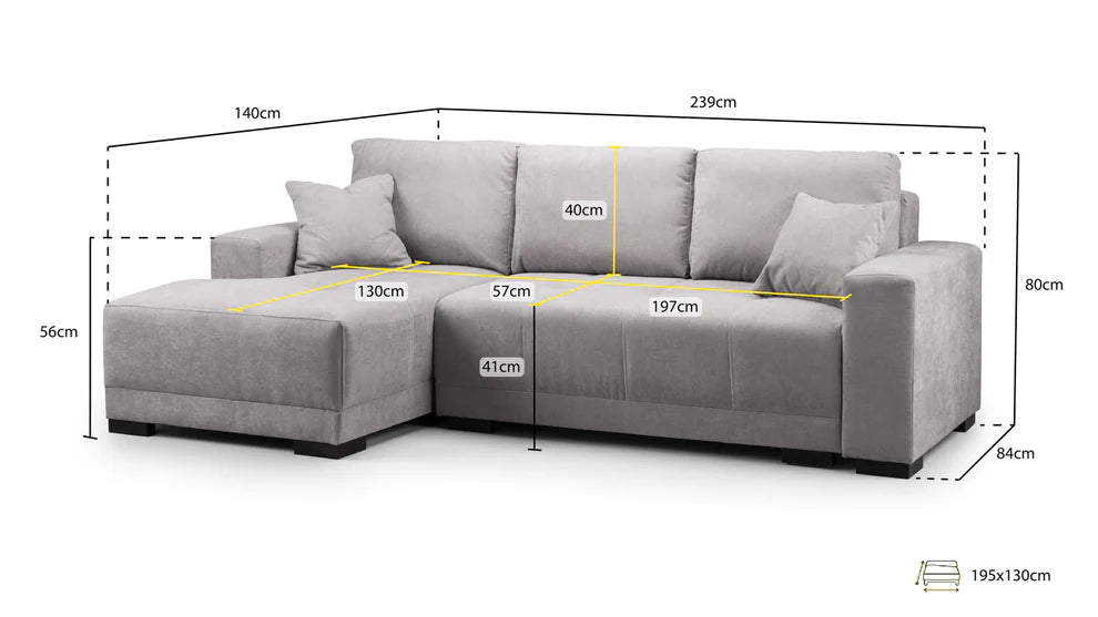 Charleston Black & Grey Left Hand Corner Sofa Bed – Stylish 4 Seater - Luminex FurnitureSofascimiano_black_grey_left_hand
